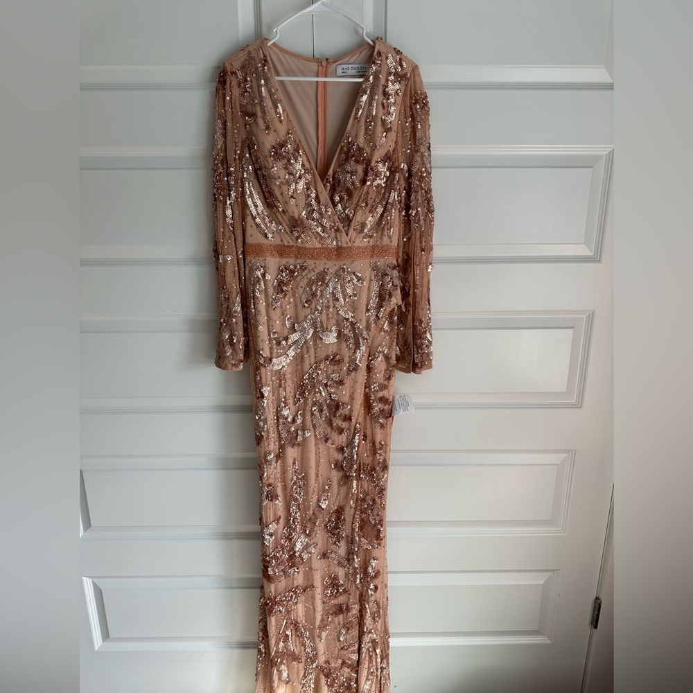 Mac Duggal Sequined Faux Wrap Style Split Sleeve … - image 4